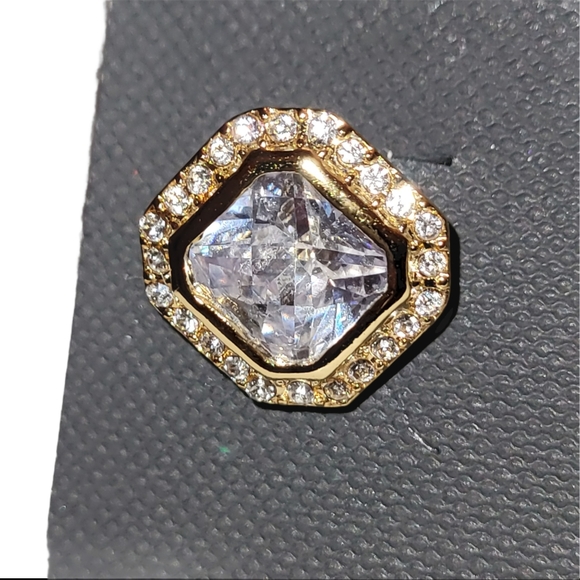 Vince Camuto Goldtone Cushion Cut Crystal & Pave Stone Stud Earrings - Picture 5 of 9
